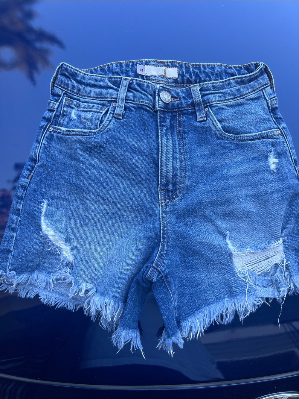 Kut from the Kloth Distressed Blue Jean Shorts